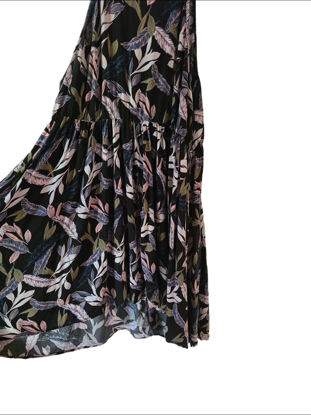 torrid Black High-Low Dress Summer Dress with Pink & Olive Leaf Print - Picture 4 of 7